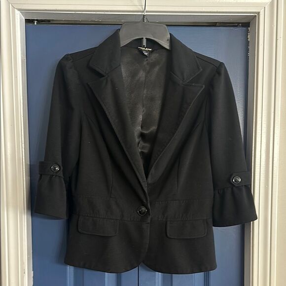 Guess Jackets & Blazers - Guess Jeans Black  Blazer with Ruffle Sleeves Size L
